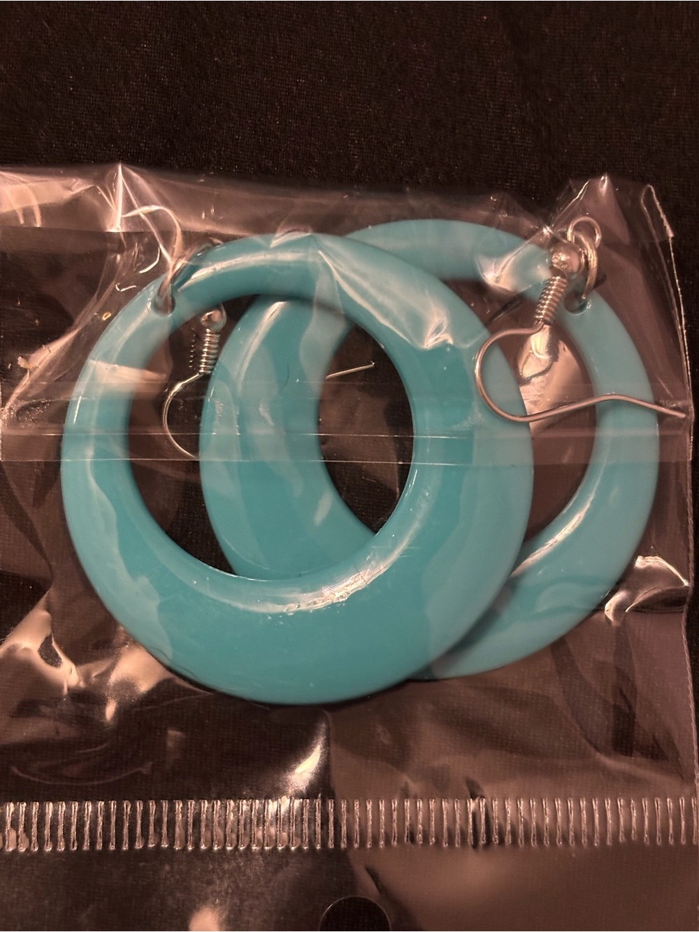 Turquoise Hoop Earrings - Bold Resin Circle Design